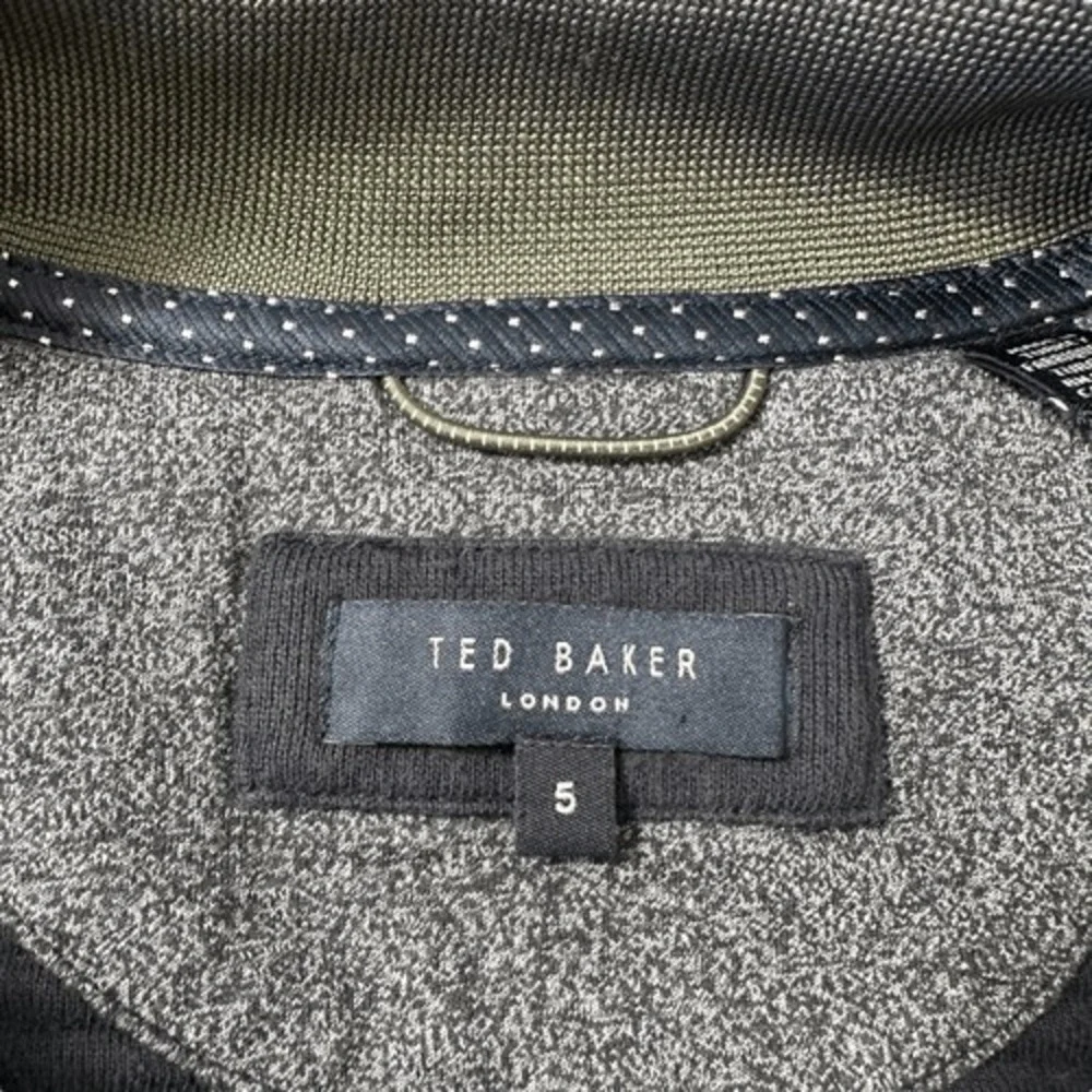 Ted Baker Mens Blue Solid Textured Mixed Media Full Zip Bomber Jacket Size 5
